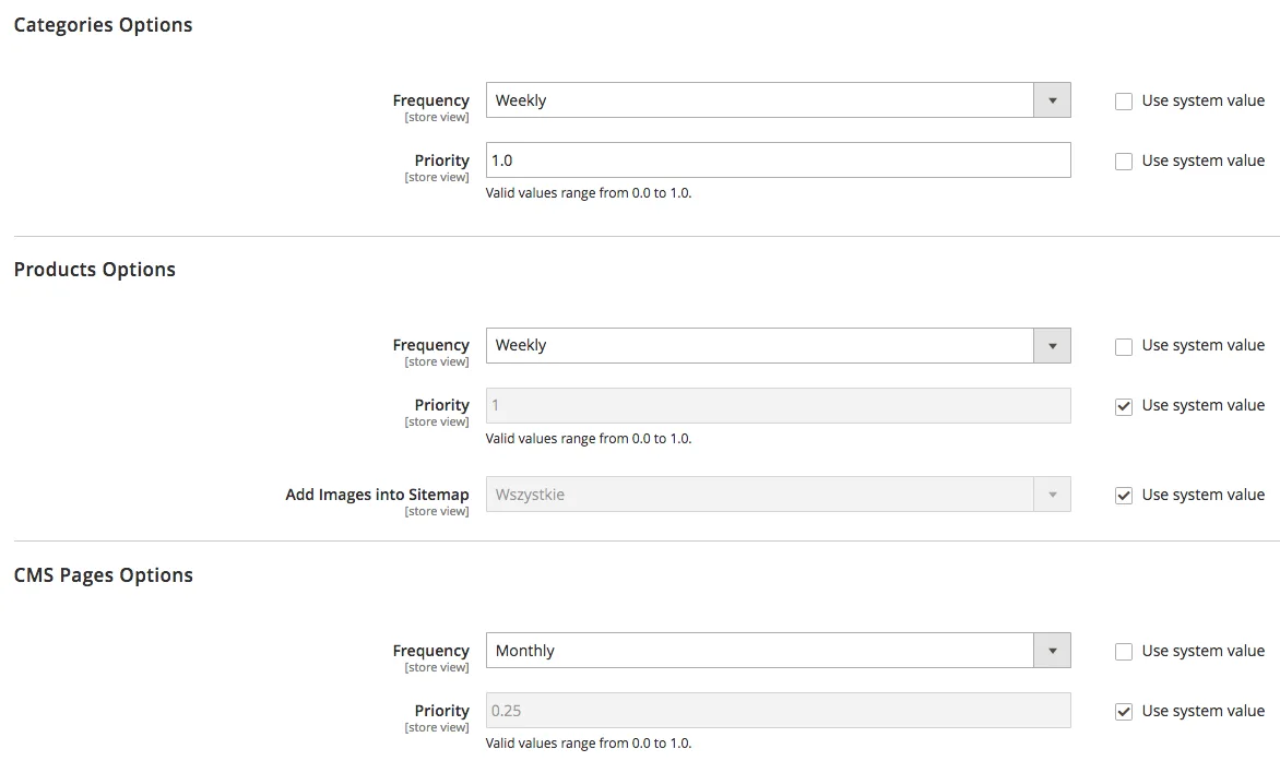 Mapa strony Magento 2