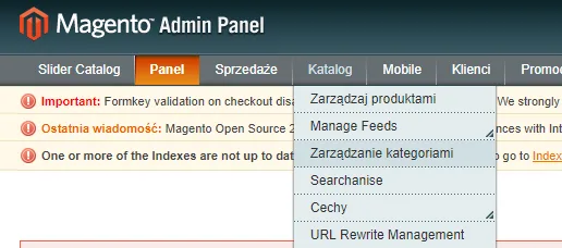zarządzanie kategoriami w magento
